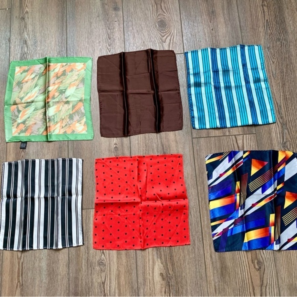 pocket square silk scarfs Of 6